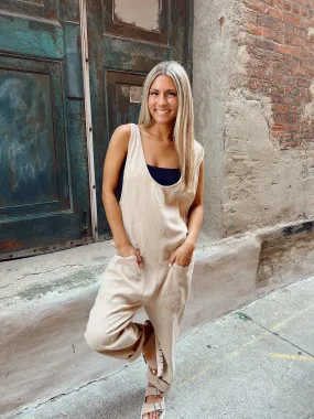 Nocturnal Taupe Overall Jumpsuit