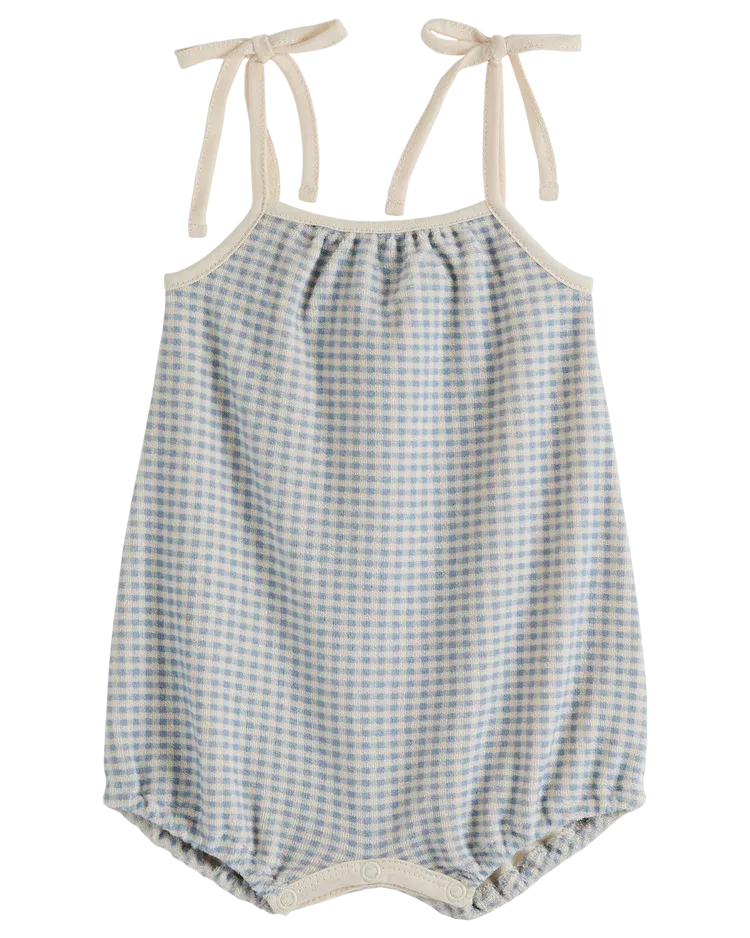 Overall Baby Girl Gingham Blue - قصيرة