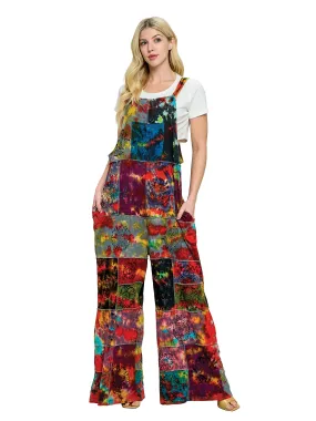 Overall Tie Dye  Patchwork Hand Painted