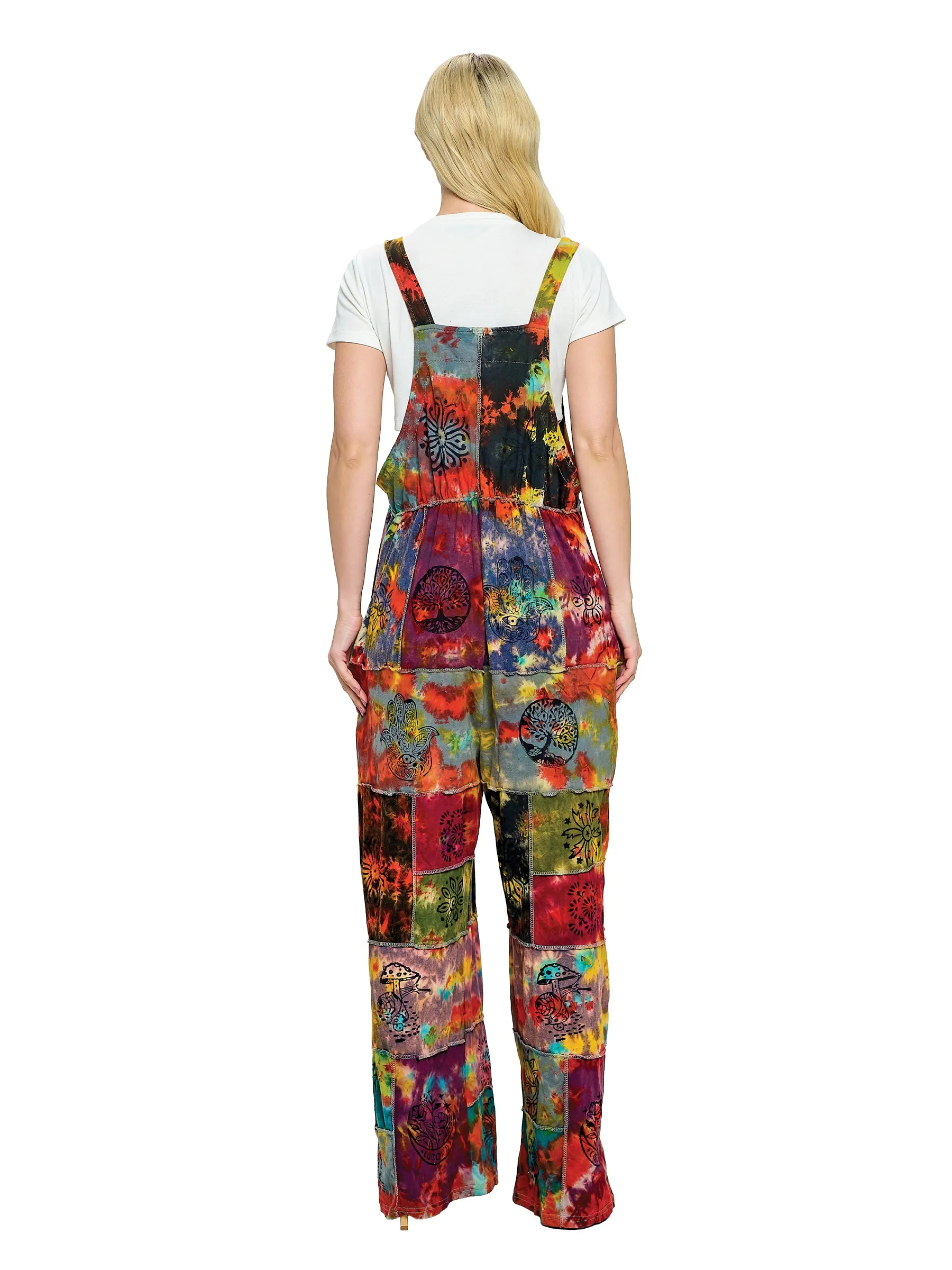Overall Tie Dye  Patchwork Hand Painted
