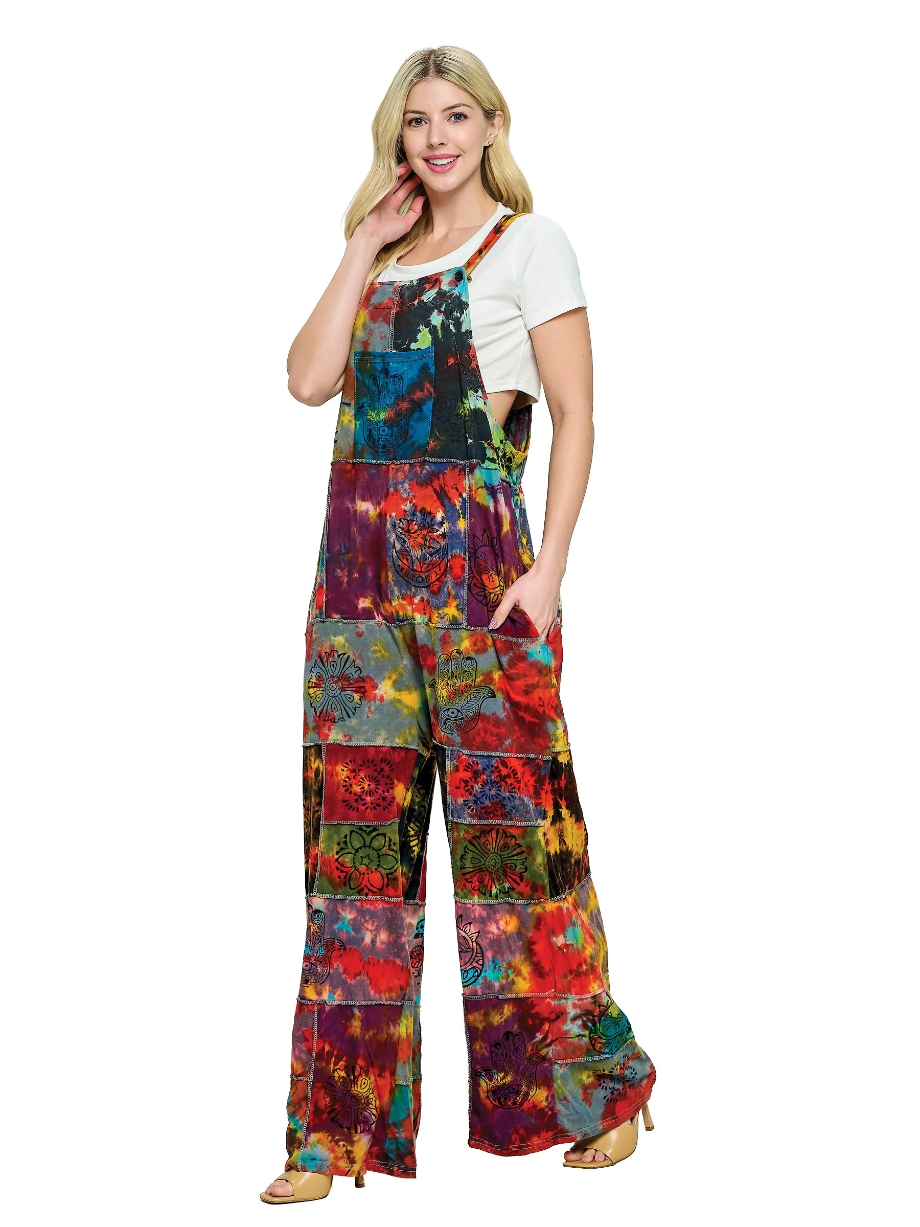 Overall Tie Dye  Patchwork Hand Painted