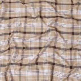 Pale brown Premium 100% cotton shirting fabric with multicolor print in checks design-D16849