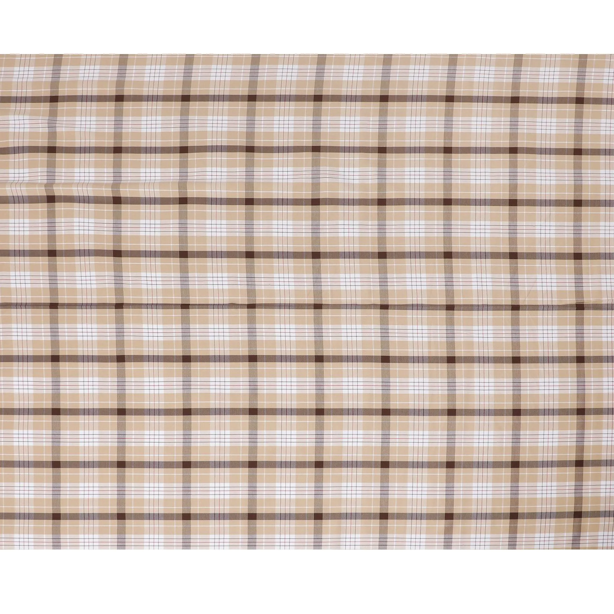 Pale brown Premium 100% cotton shirting fabric with multicolor print in checks design-D16849
