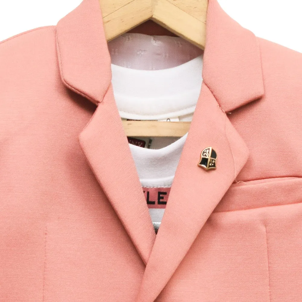 Peach Blazer With White T-Shirt