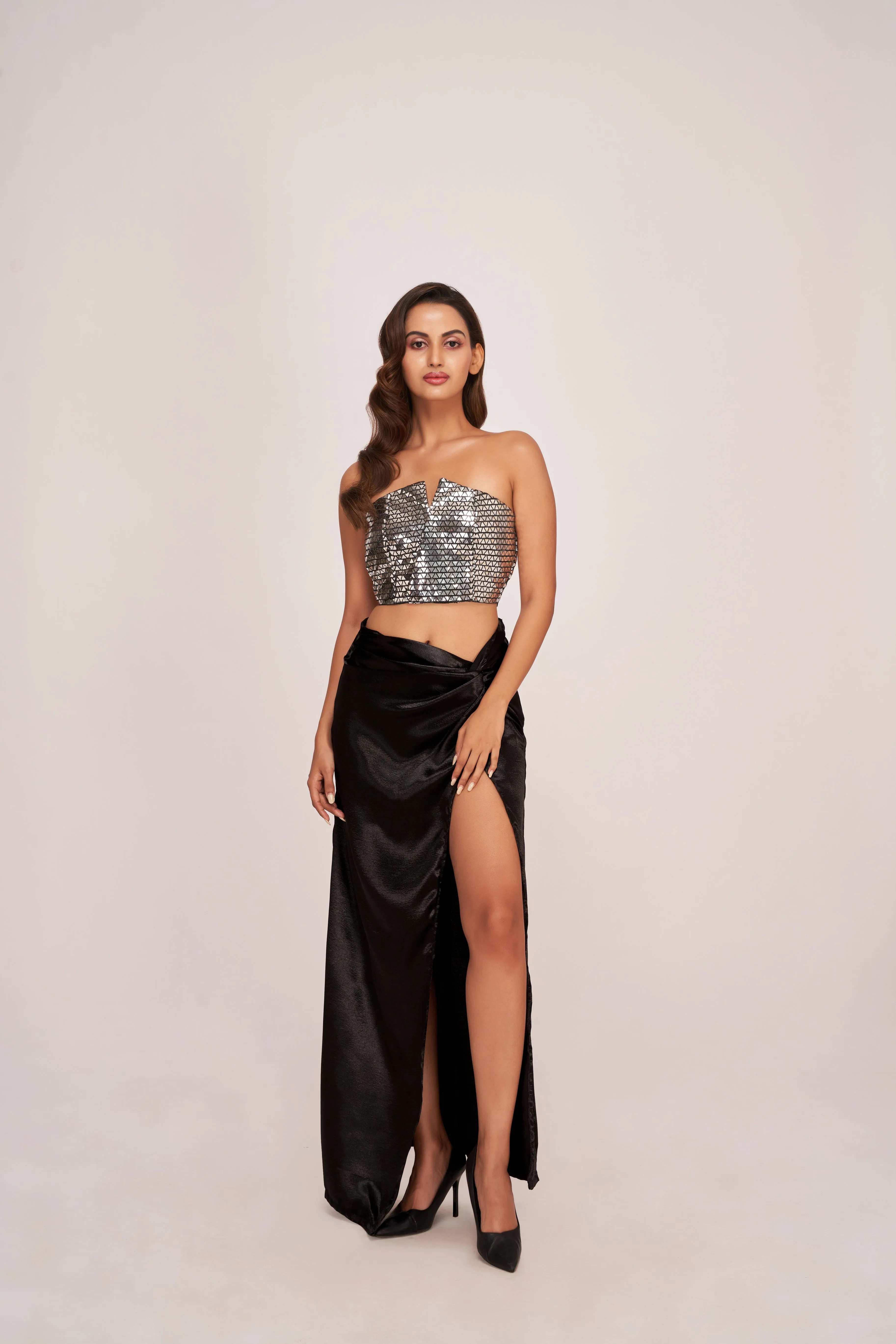 Radiant Noir Elegance Crop Top