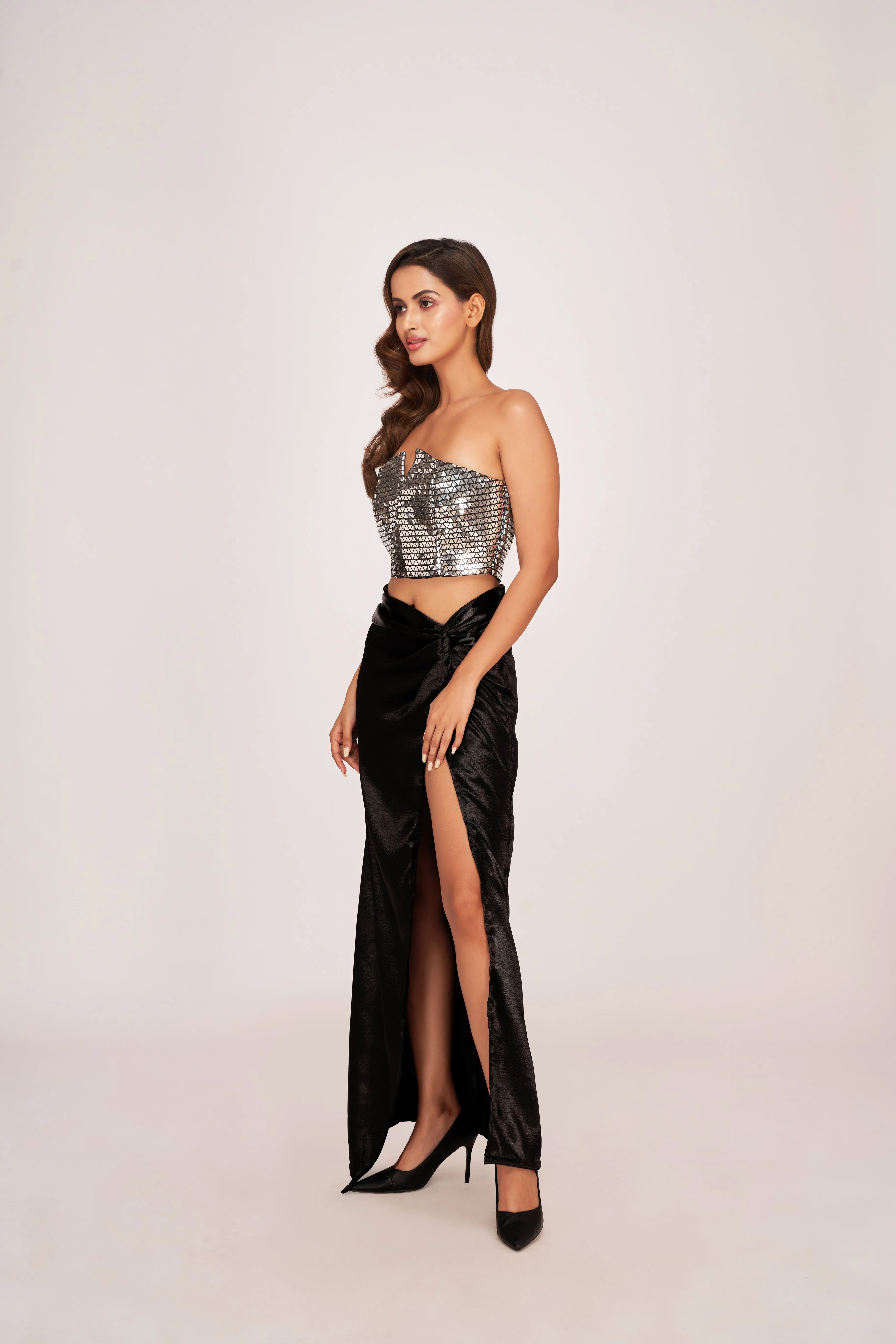 Radiant Noir Elegance Crop Top