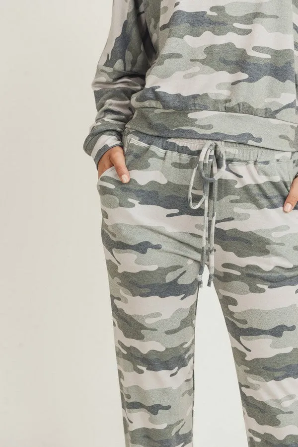 Relaxed Green Camo Print Joggers