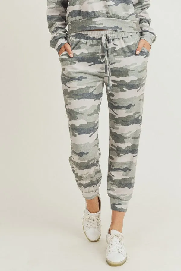Relaxed Green Camo Print Joggers