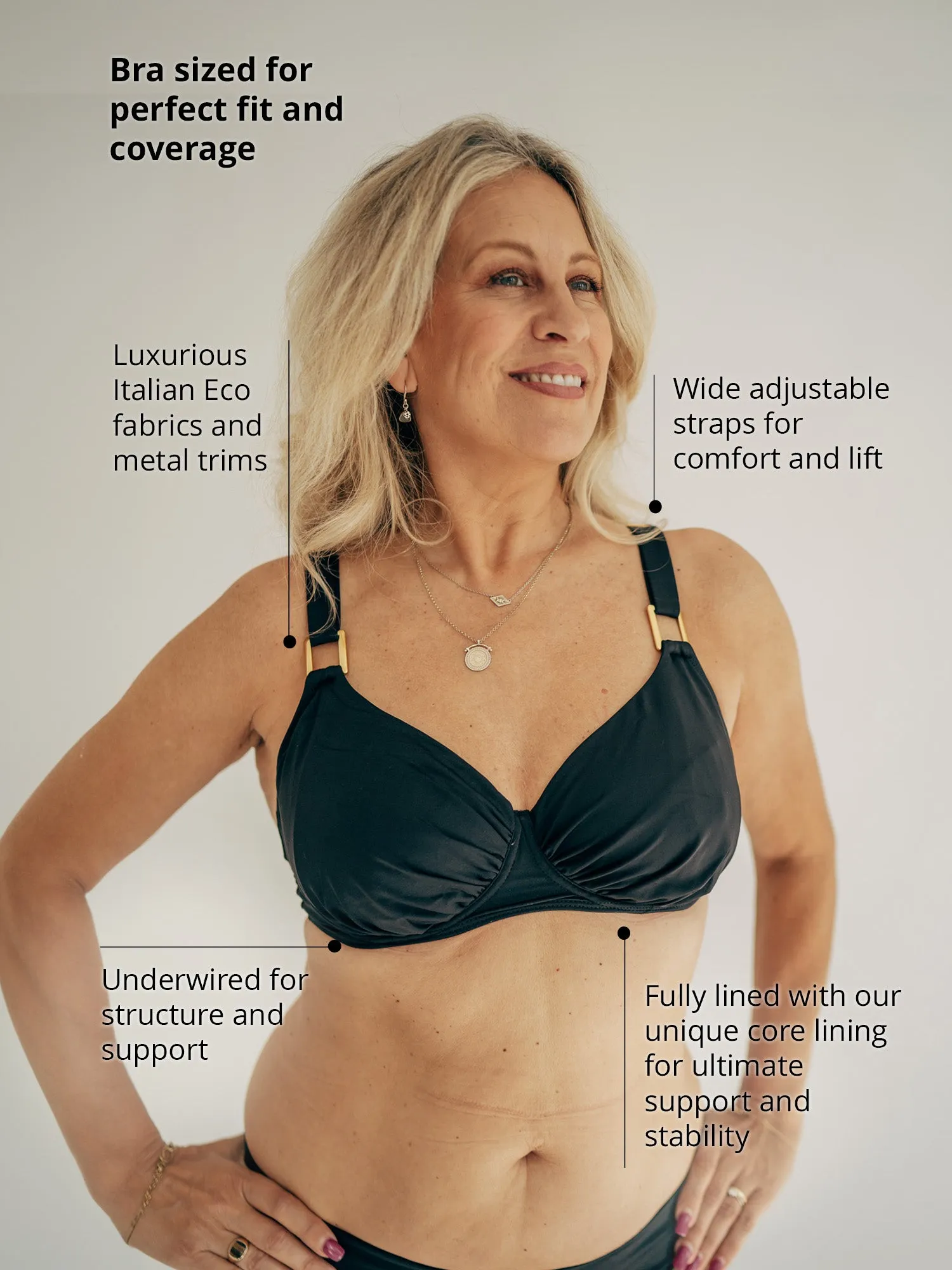 SECRET SUPPORT DD  Full Cup Bikini Top Black