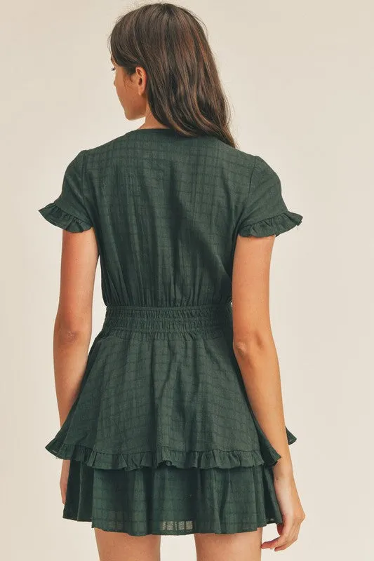 Shanice Open Front Tiered Linen Skater Mini Dress