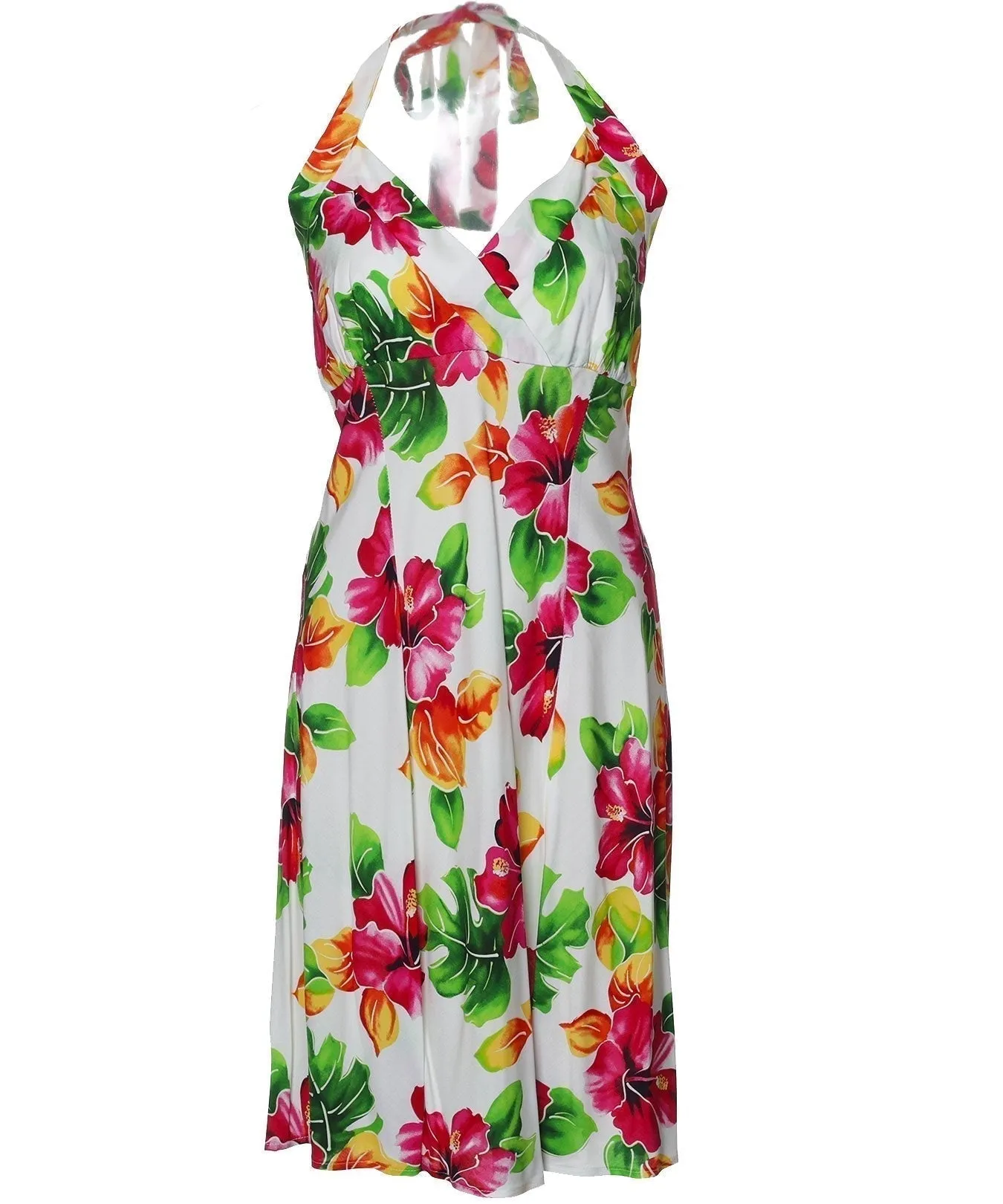 Short Halter Floral Dress Hibiscus Watercolor