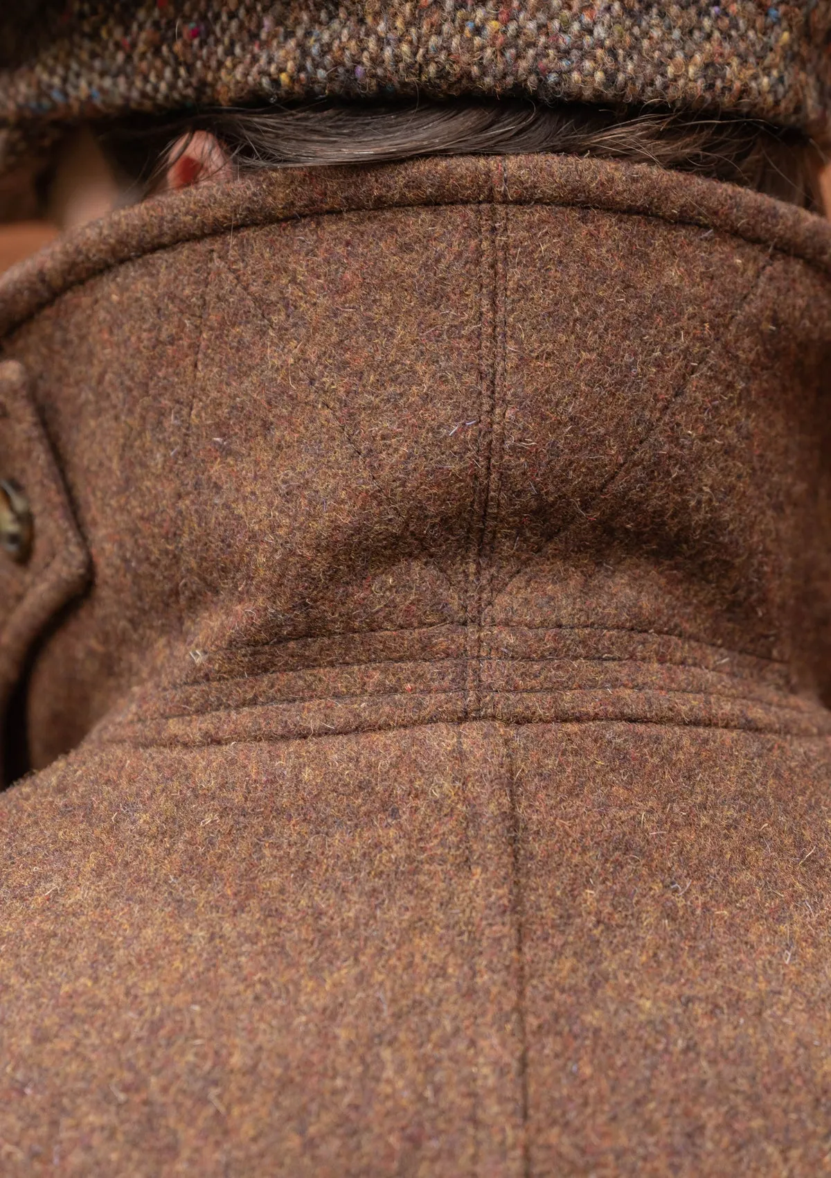 Storm-Collar Pure Wool Pea Coat - Tawny Rust