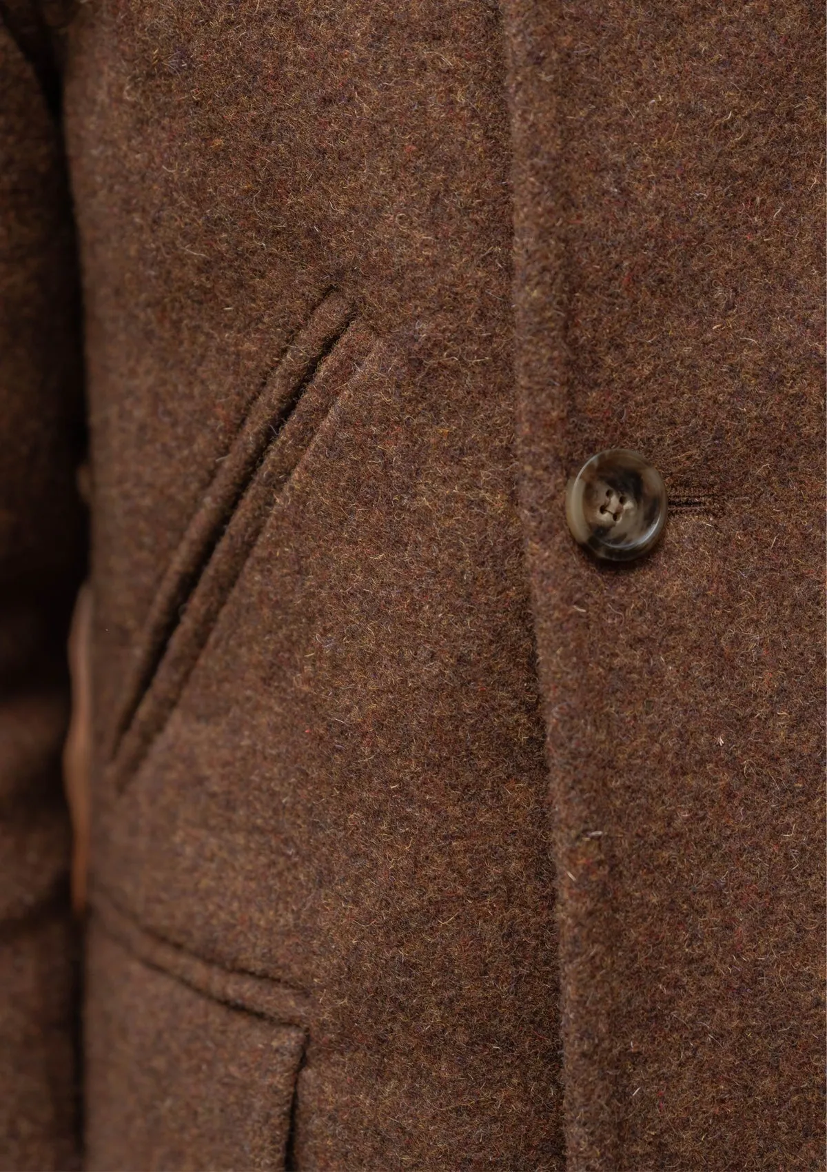 Storm-Collar Pure Wool Pea Coat - Tawny Rust