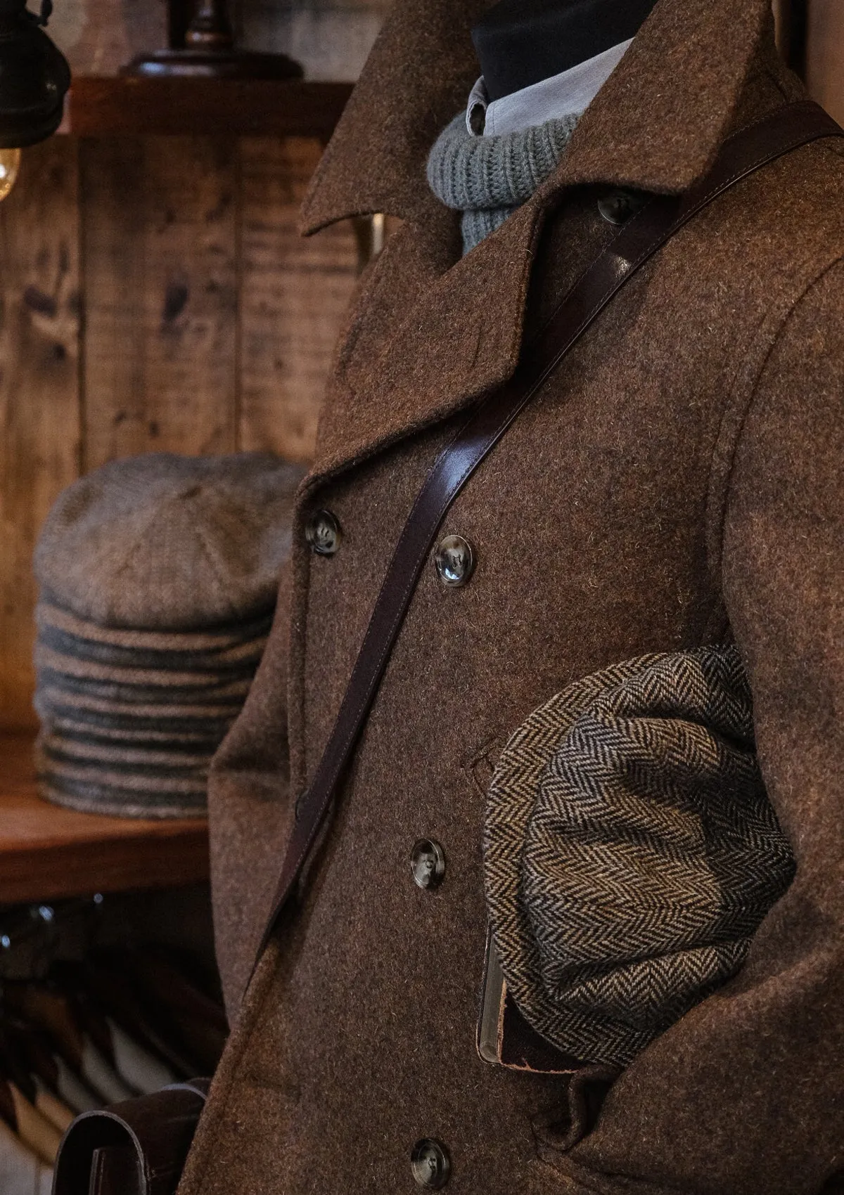 Storm-Collar Pure Wool Pea Coat - Tawny Rust