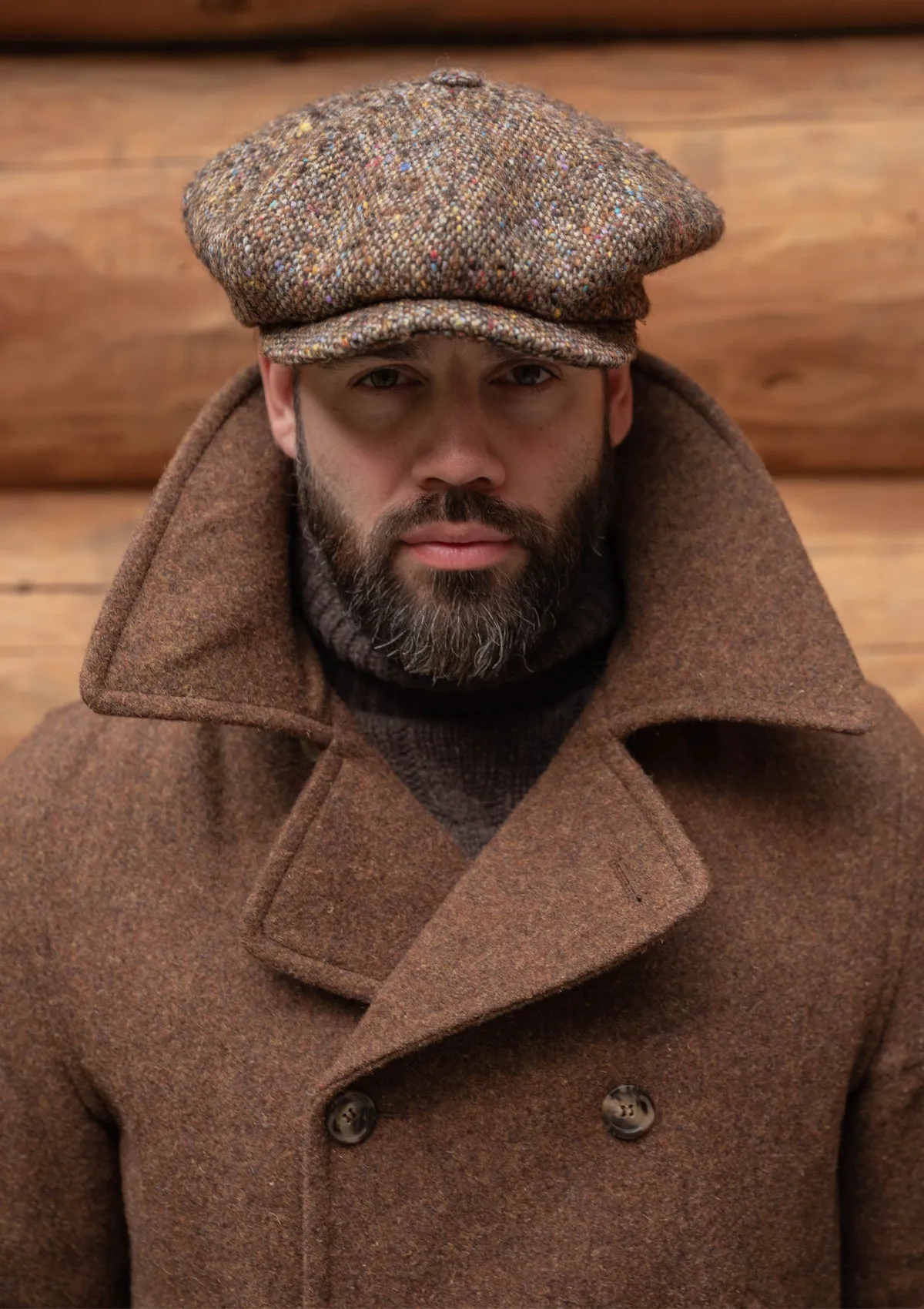 Storm-Collar Pure Wool Pea Coat - Tawny Rust
