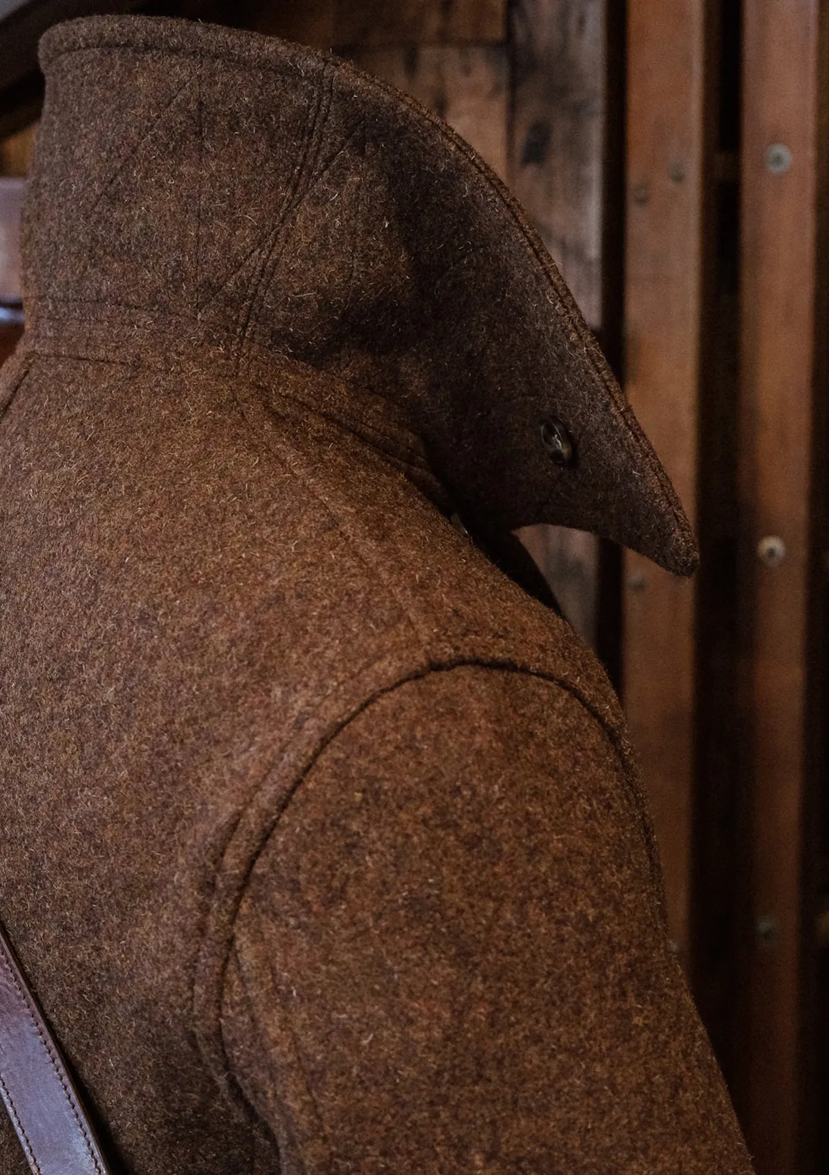 Storm-Collar Pure Wool Pea Coat - Tawny Rust