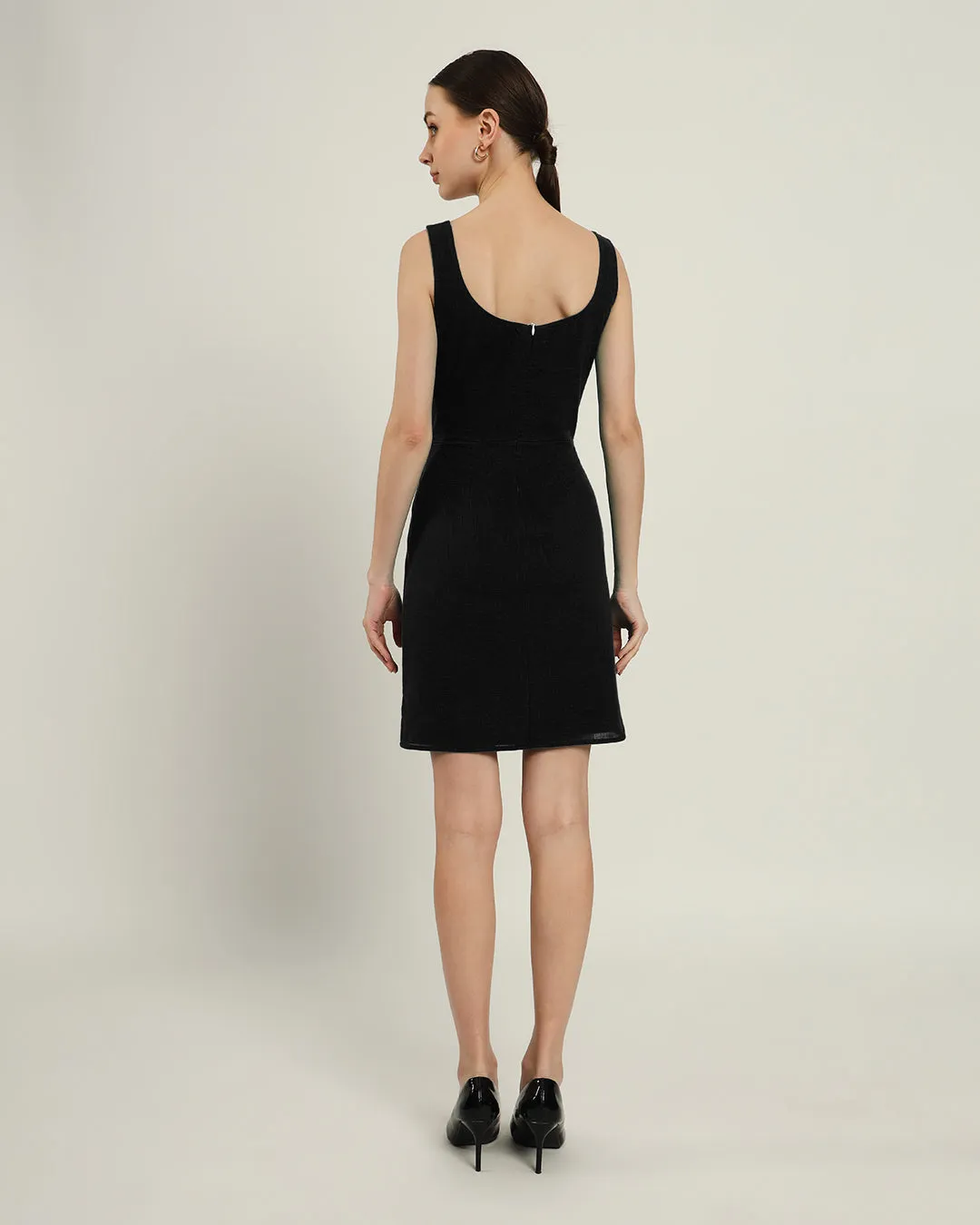 The Cannes Daisy Noir Linen Dress