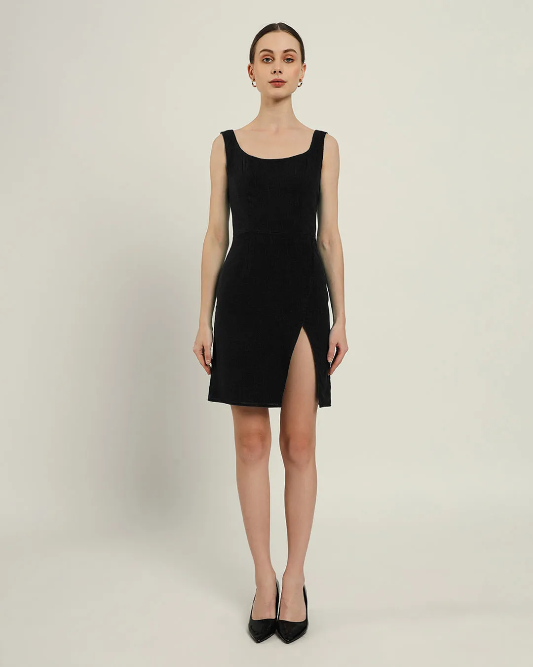 The Cannes Daisy Noir Linen Dress