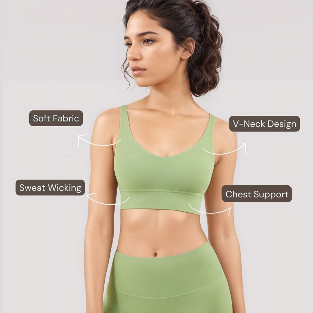 V-Neck Sports Bra - Light Green