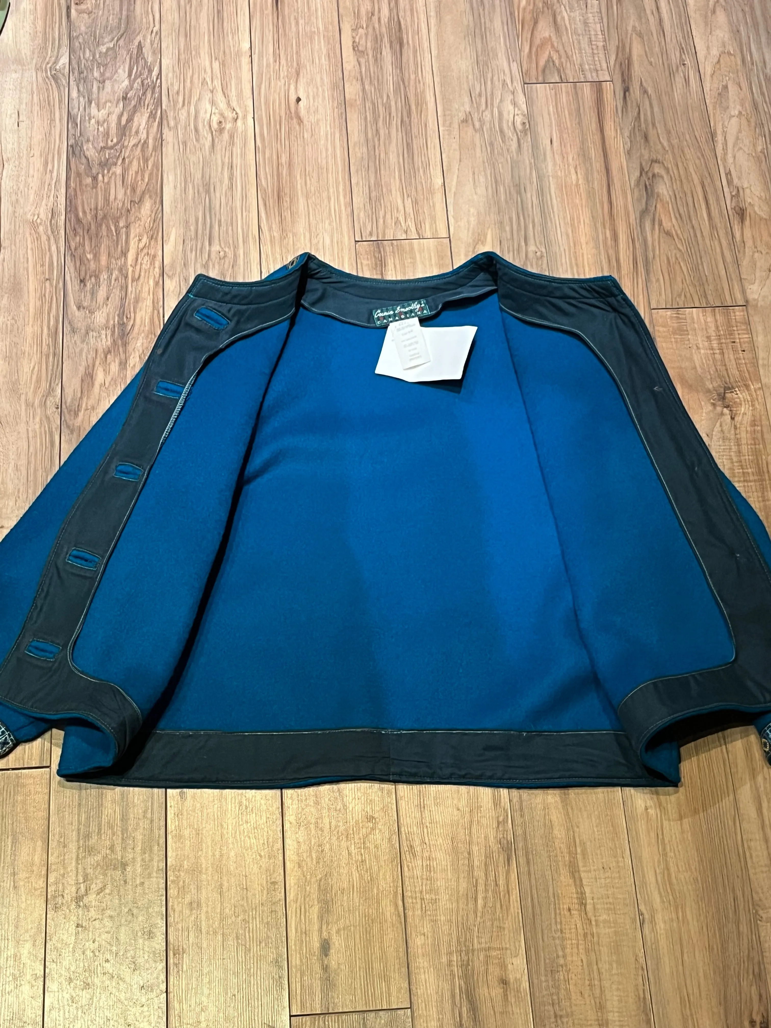 Vintage Cousin Smoothy’s Canadiana Teal Wool Cardigan, Made in Canada, Size Medium SOLD