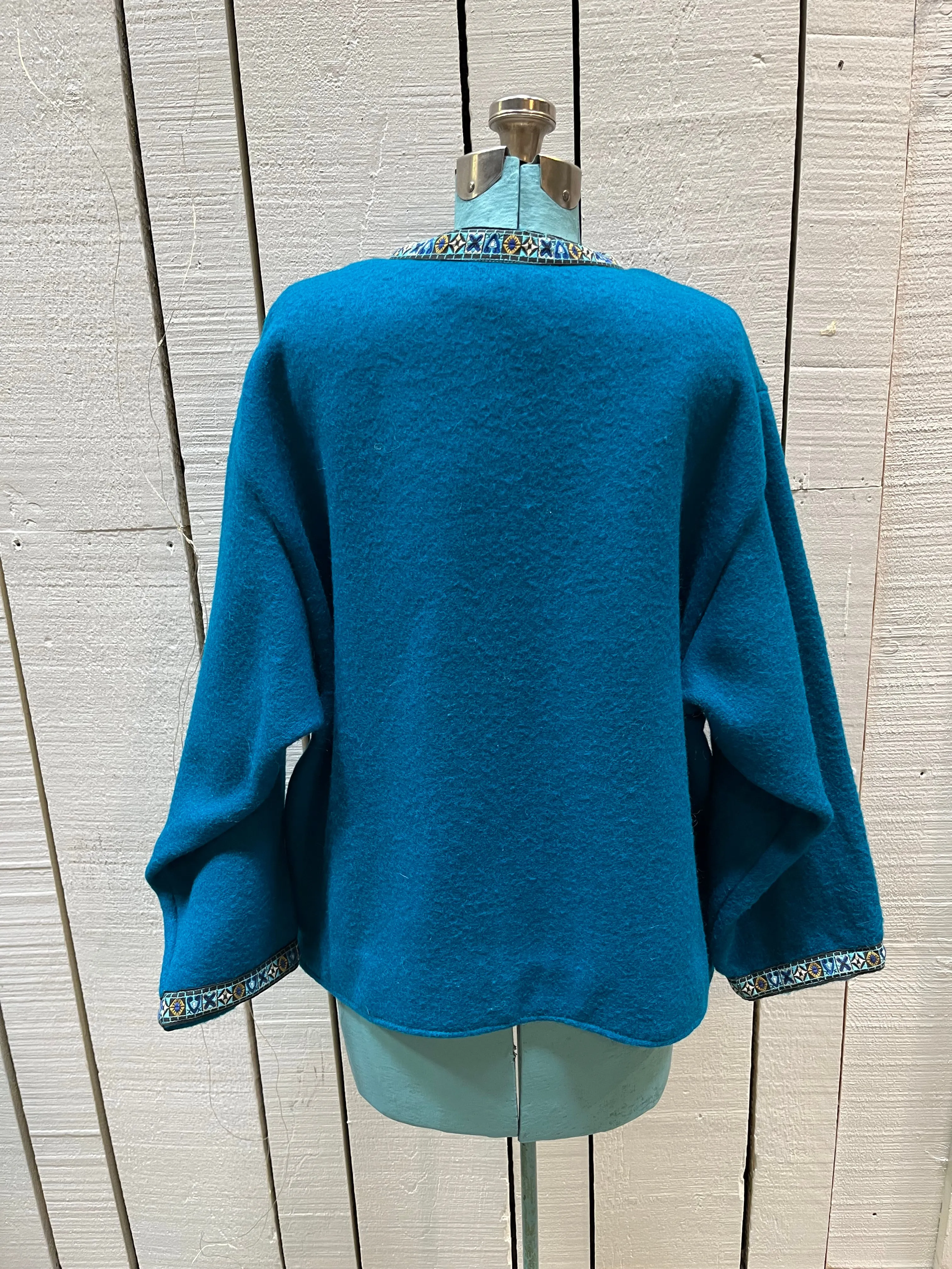 Vintage Cousin Smoothy’s Canadiana Teal Wool Cardigan, Made in Canada, Size Medium SOLD