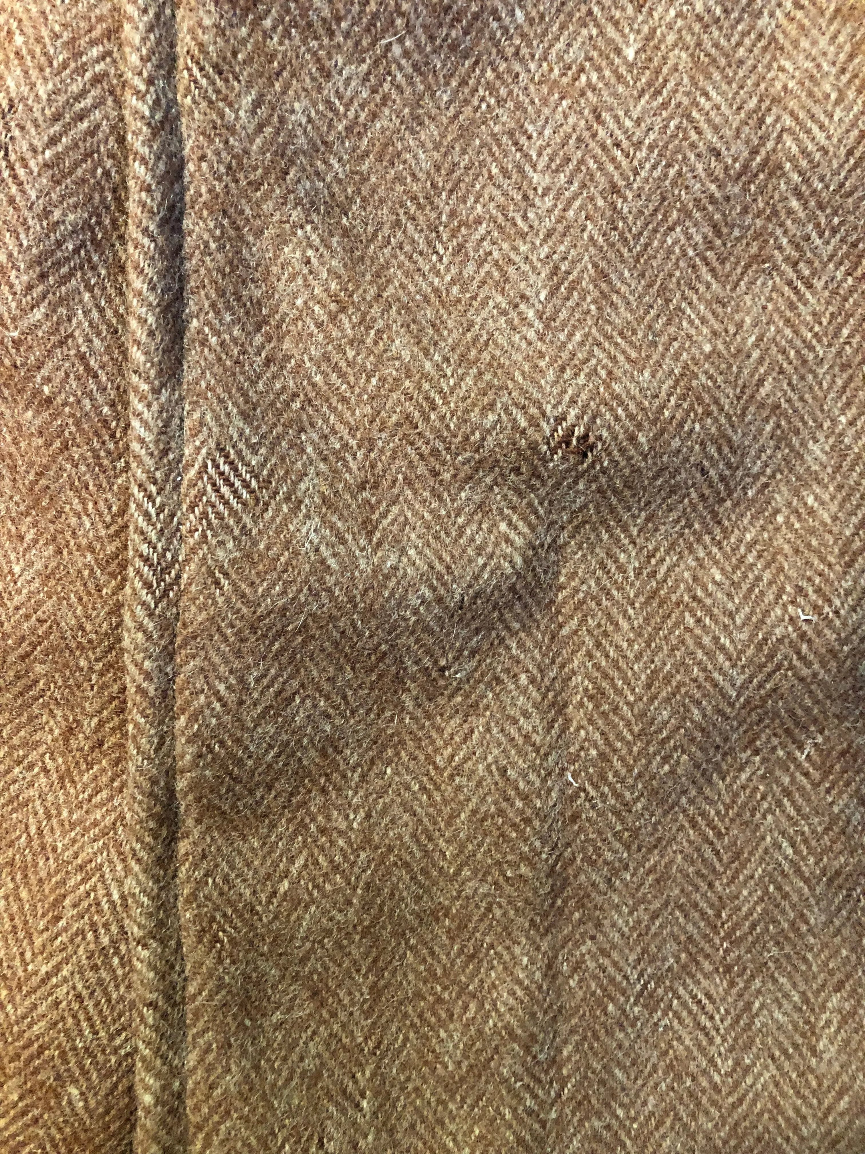 Vintage Herringbone Full Length Wool Coat