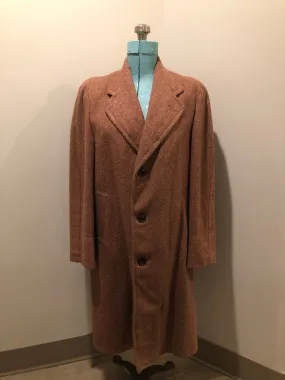 Vintage Herringbone Full Length Wool Coat