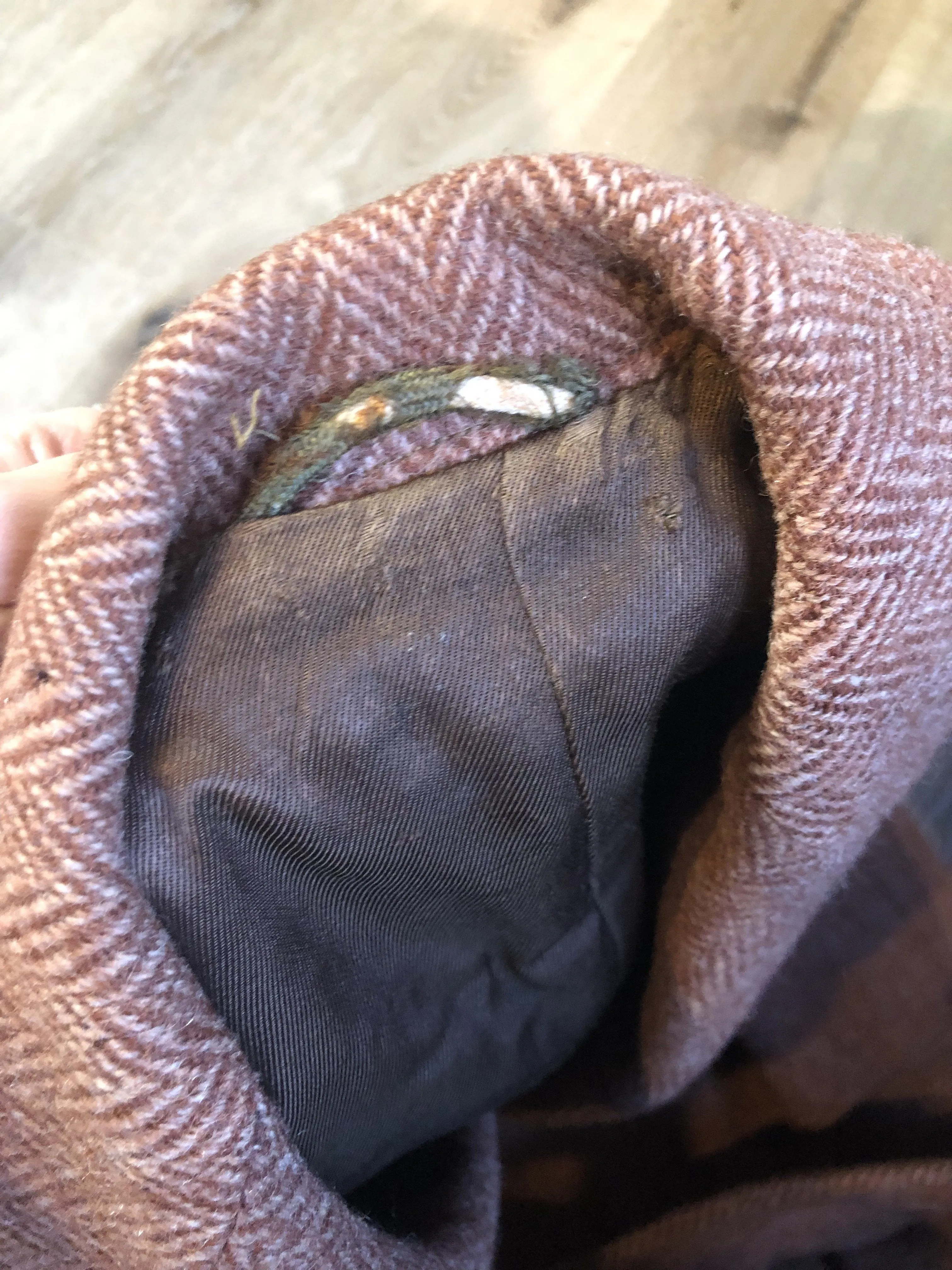Vintage Herringbone Full Length Wool Coat