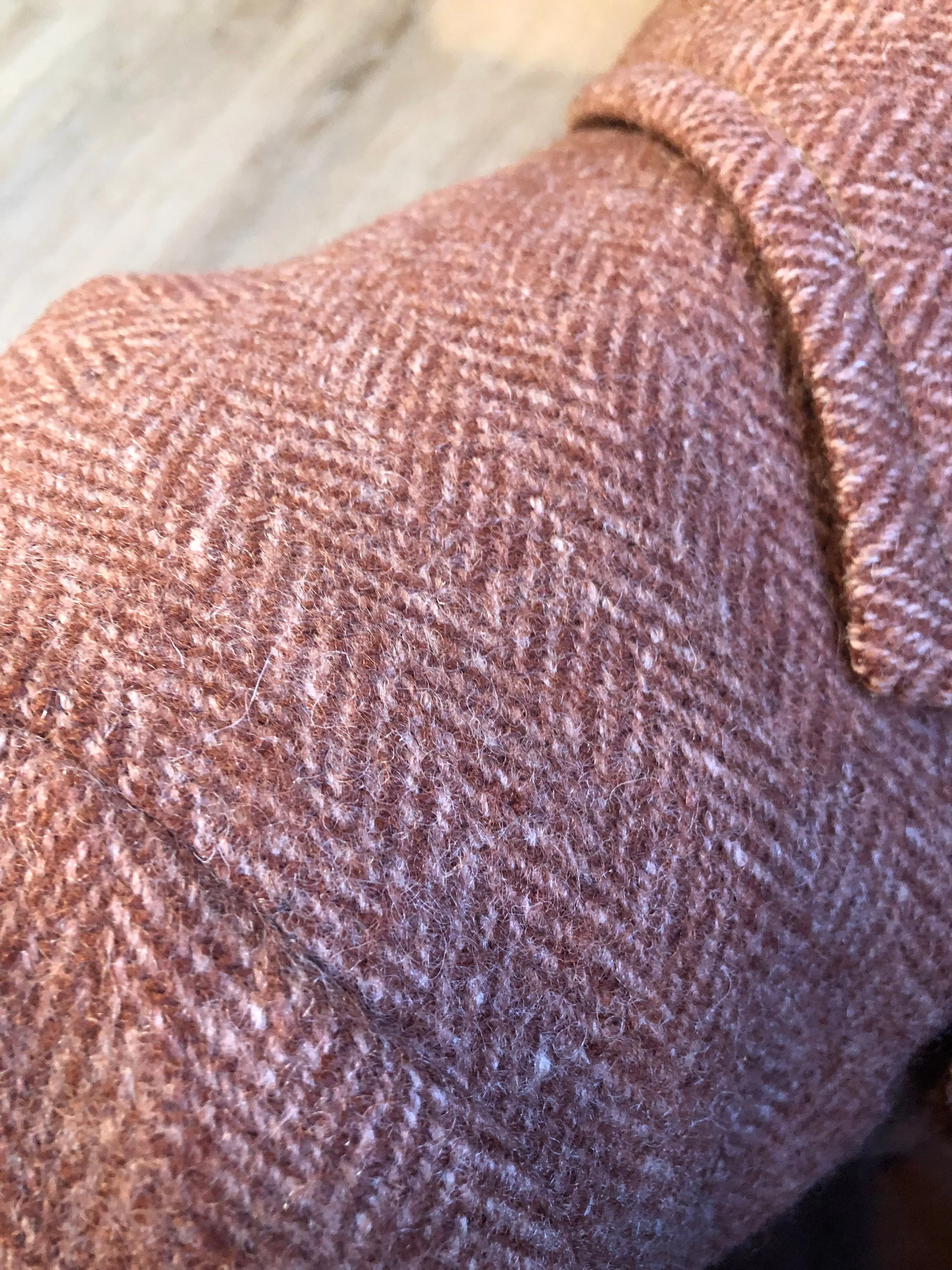 Vintage Herringbone Full Length Wool Coat