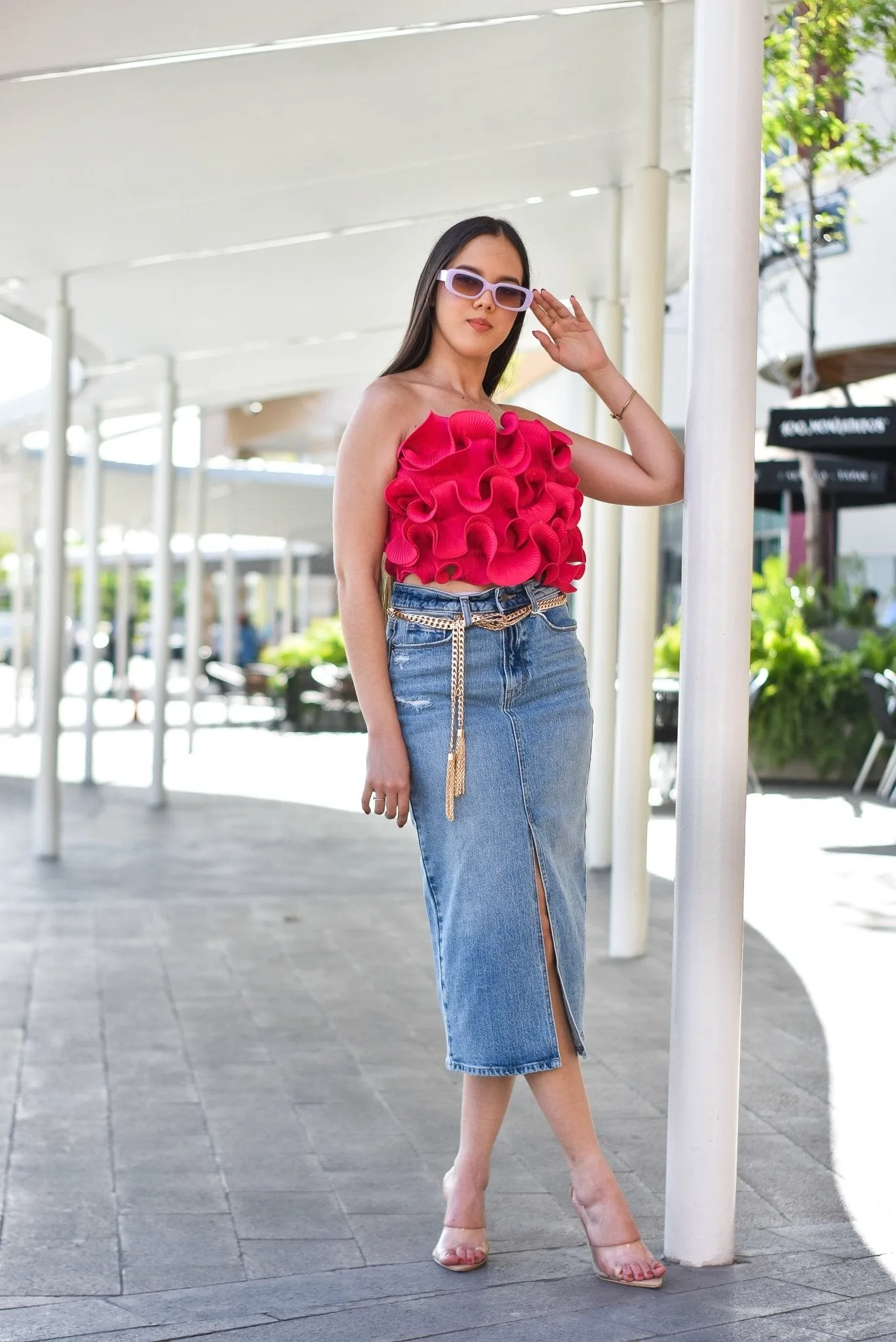 Wearing the Same Stylish Skirt Denim