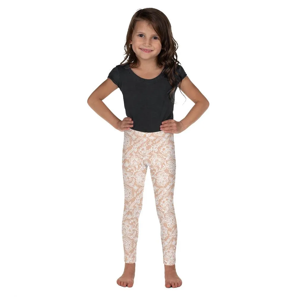 White Faux Lace Kid's Leggings