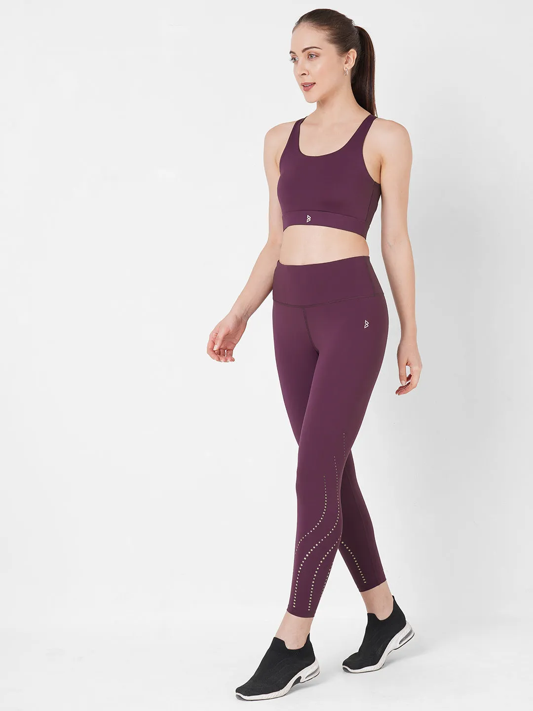 Wine Cut Out High Waist Leggings