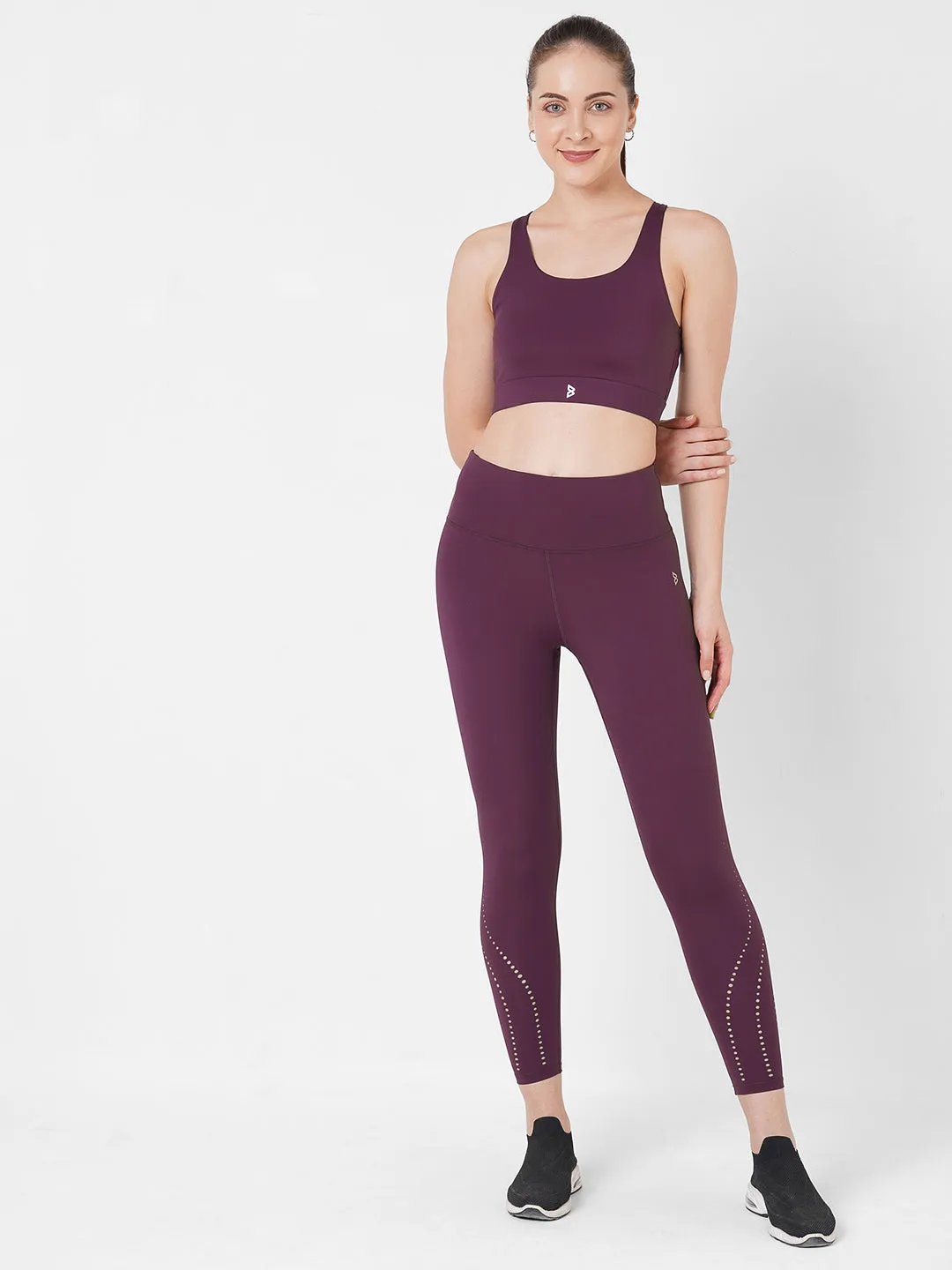 Wine Cut Out High Waist Leggings