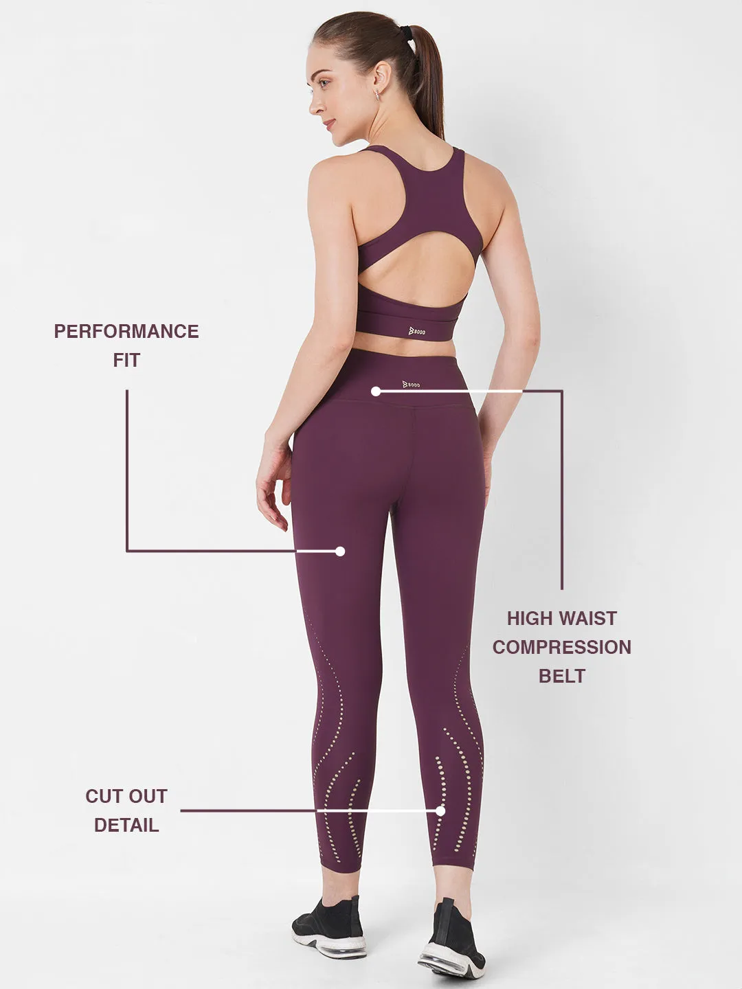 Wine Cut Out High Waist Leggings
