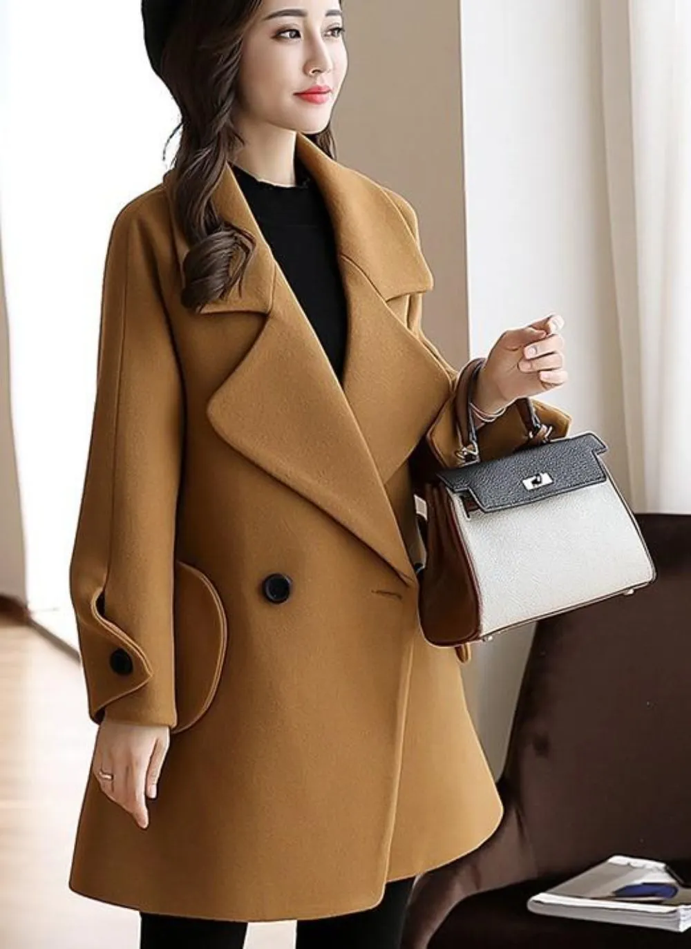 Womens Double Breasted Peacoat