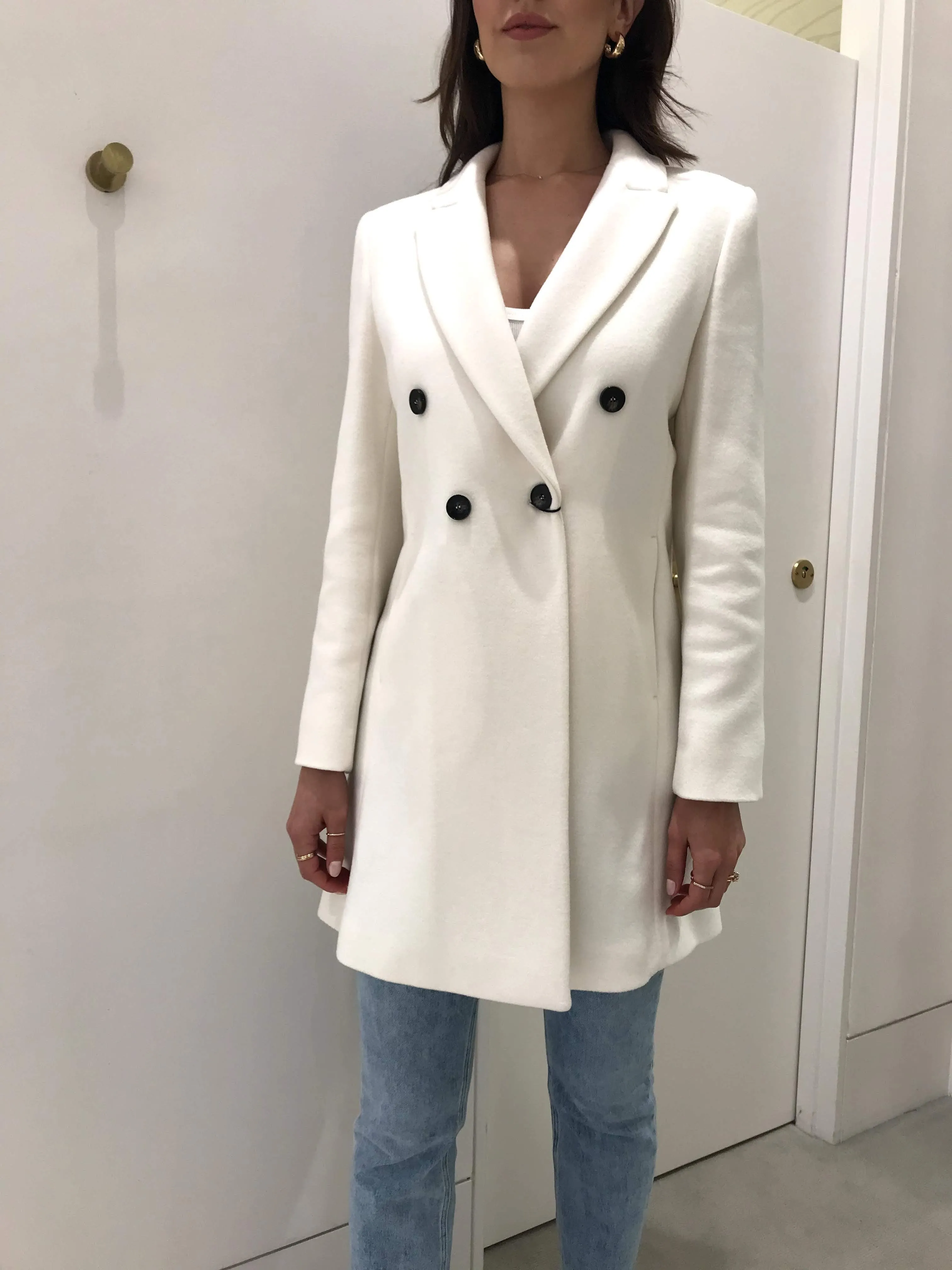 Wool Blend Double Breasted Lined