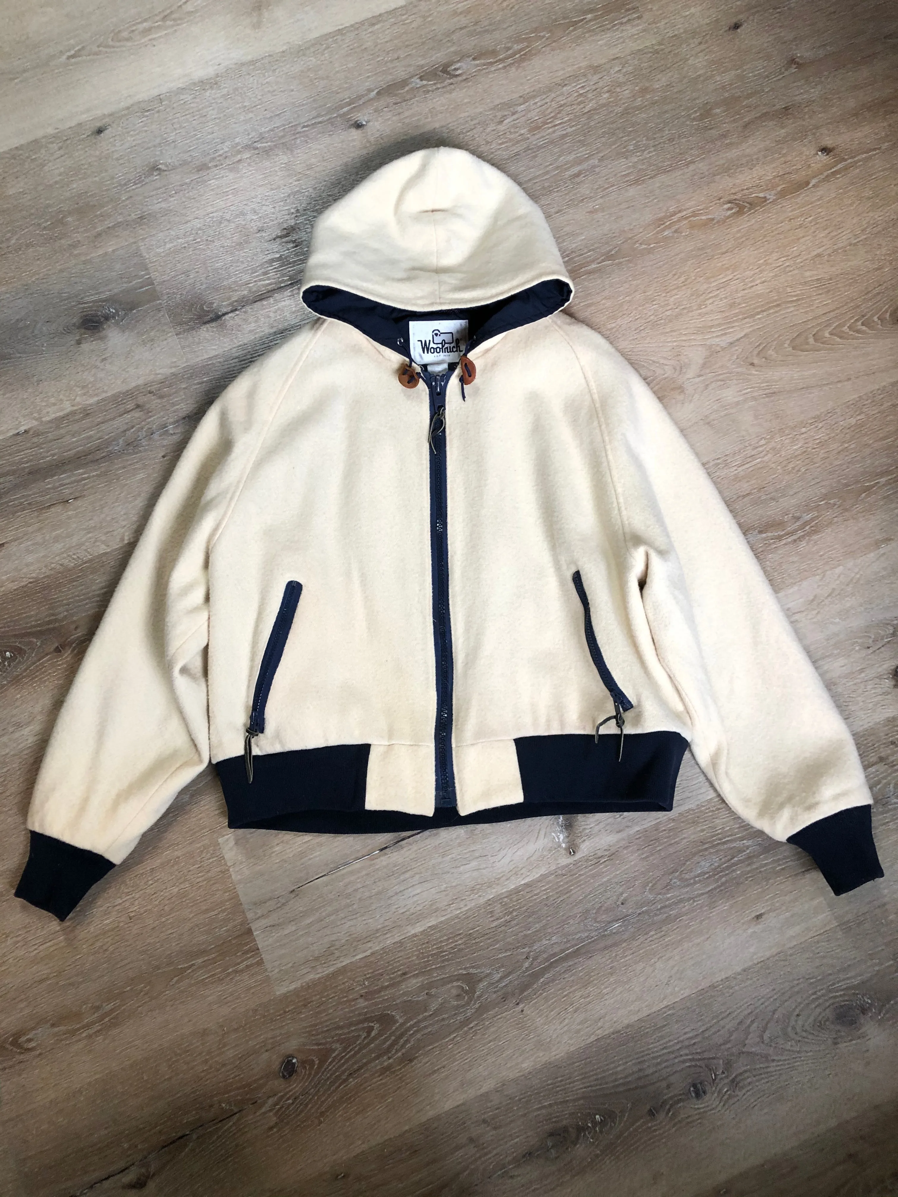 Woolrich White Wool Jacket with Hood, Made in USA, SOLD