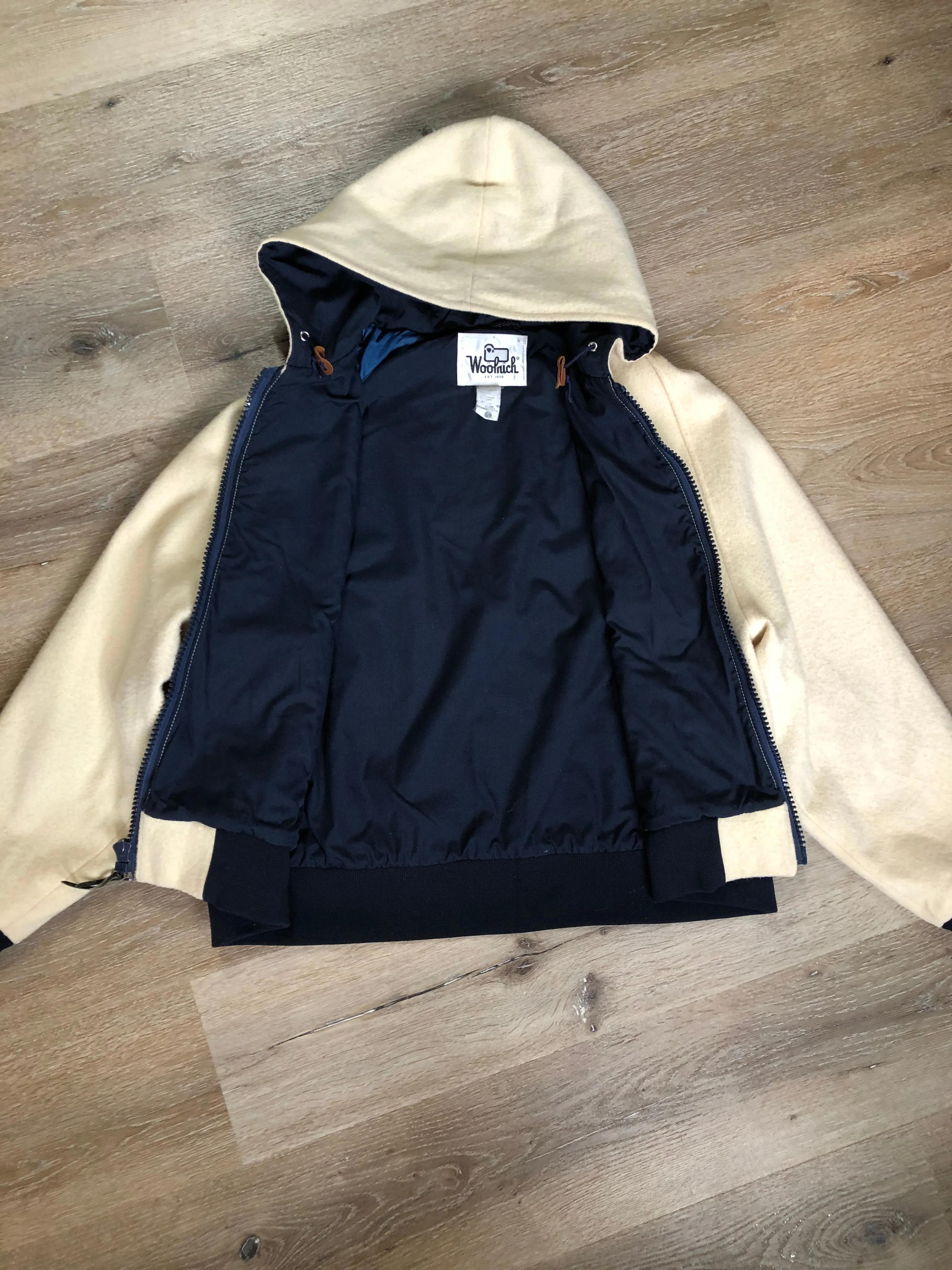 Woolrich White Wool Jacket with Hood, Made in USA, SOLD